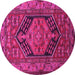 Round Persian Pink Traditional Rug, tr665pnk