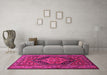 Machine Washable Persian Pink Traditional Rug in a Living Room, wshtr665pnk