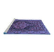 Sideview of Machine Washable Persian Blue Traditional Rug, wshtr665blu