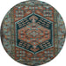 Round Persian Light Blue Traditional Rug, tr665lblu