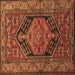 Square Persian Brown Traditional Rug, tr665brn