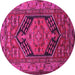 Round Machine Washable Persian Pink Traditional Rug, wshtr665pnk