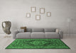 Machine Washable Persian Emerald Green Traditional Area Rugs in a Living Room,, wshtr665emgrn