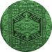 Round Persian Emerald Green Traditional Rug, tr665emgrn