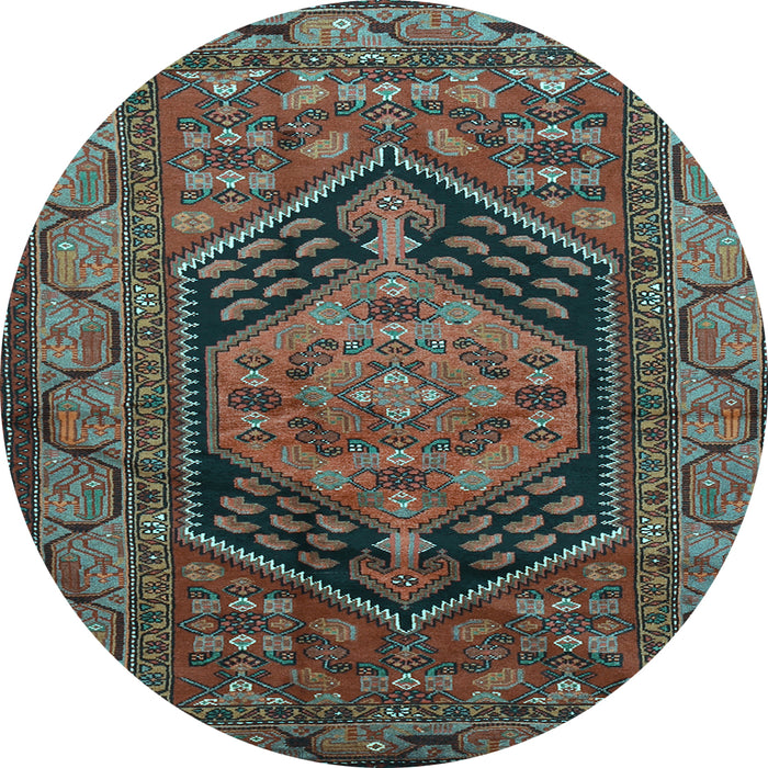Round Machine Washable Persian Light Blue Traditional Rug, wshtr665lblu