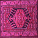 Square Machine Washable Persian Pink Traditional Rug, wshtr665pnk