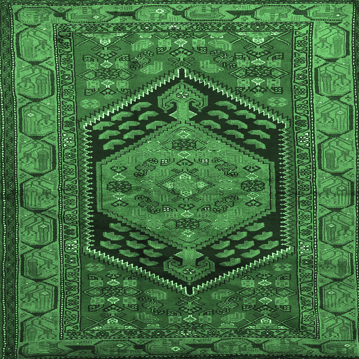 Square Machine Washable Persian Emerald Green Traditional Area Rugs, wshtr665emgrn