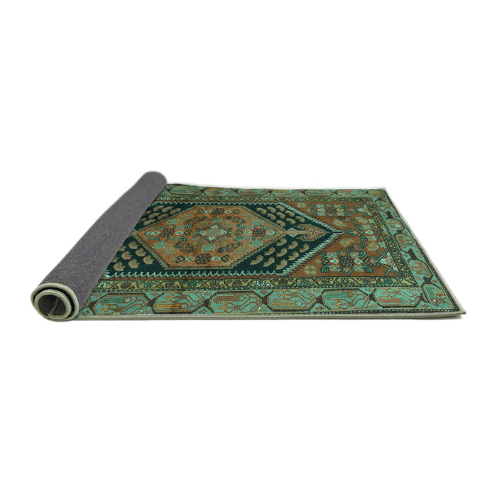 Sideview of Persian Turquoise Traditional Rug, tr665turq