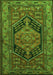 Serging Thickness of Machine Washable Persian Green Traditional Area Rugs, wshtr665grn