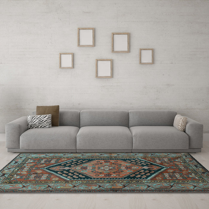 Machine Washable Persian Light Blue Traditional Rug in a Living Room, wshtr665lblu