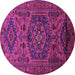 Round Machine Washable Persian Purple Traditional Area Rugs, wshtr666pur