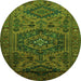 Machine Washable Persian Green Traditional Area Rugs, wshtr666grn