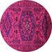 Round Persian Pink Traditional Rug, tr666pnk