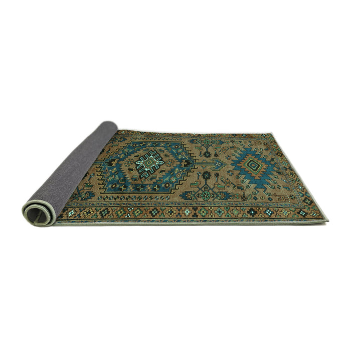 Sideview of Persian Turquoise Traditional Rug, tr666turq