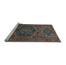 Sideview of Machine Washable Persian Light Blue Traditional Rug, wshtr666lblu