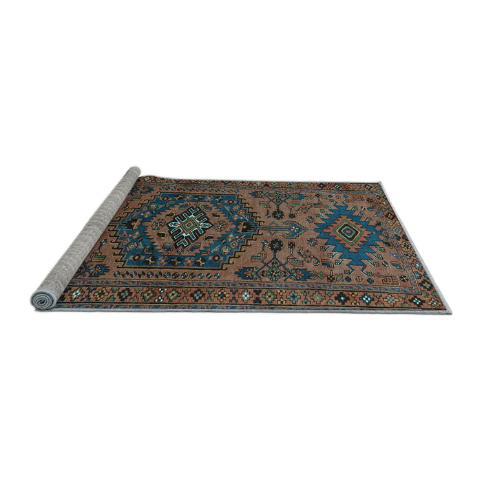 Sideview of Machine Washable Persian Light Blue Traditional Rug, wshtr666lblu