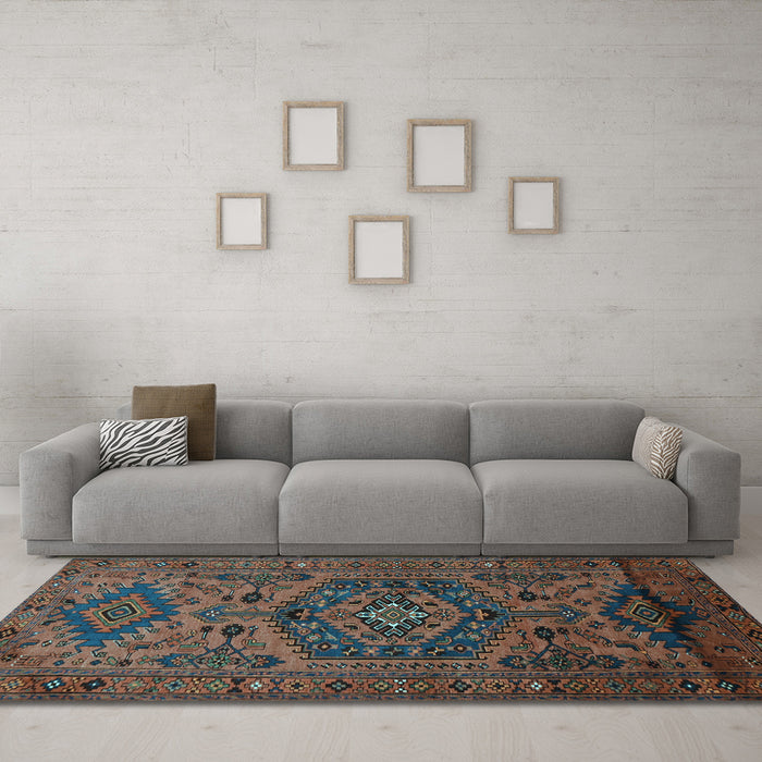 Machine Washable Persian Light Blue Traditional Rug in a Living Room, wshtr666lblu