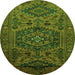 Square Persian Green Traditional Rug, tr666grn