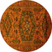 Round Machine Washable Persian Yellow Traditional Rug, wshtr666yw