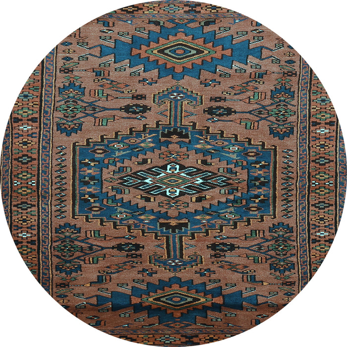 Round Machine Washable Persian Light Blue Traditional Rug, wshtr666lblu