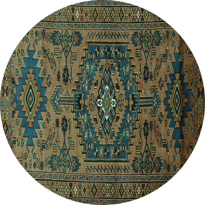 Round Persian Turquoise Traditional Rug, tr666turq