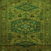 Round Machine Washable Persian Green Traditional Area Rugs, wshtr666grn