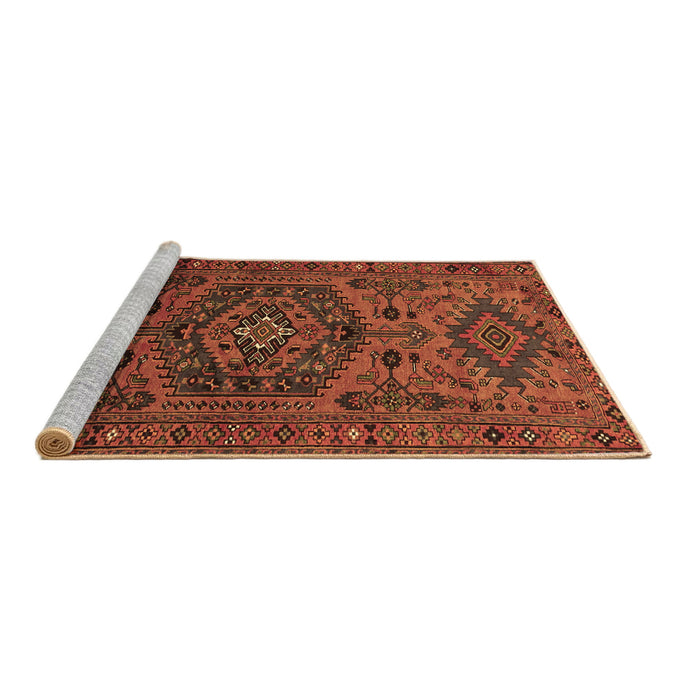 Sideview of Machine Washable Persian Brown Traditional Rug, wshtr666brn