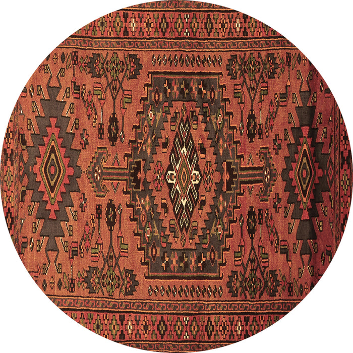 Round Persian Brown Traditional Rug, tr666brn