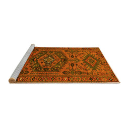 Sideview of Machine Washable Persian Yellow Traditional Rug, wshtr666yw