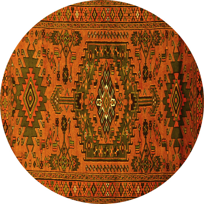 Round Persian Yellow Traditional Rug, tr666yw