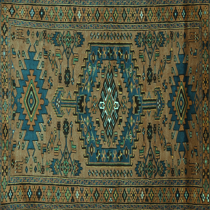Square Machine Washable Persian Turquoise Traditional Area Rugs, wshtr666turq