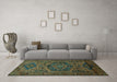 Machine Washable Persian Turquoise Traditional Area Rugs in a Living Room,, wshtr666turq