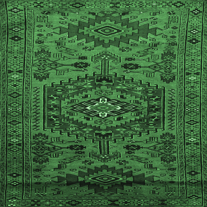 Square Machine Washable Persian Emerald Green Traditional Area Rugs, wshtr666emgrn