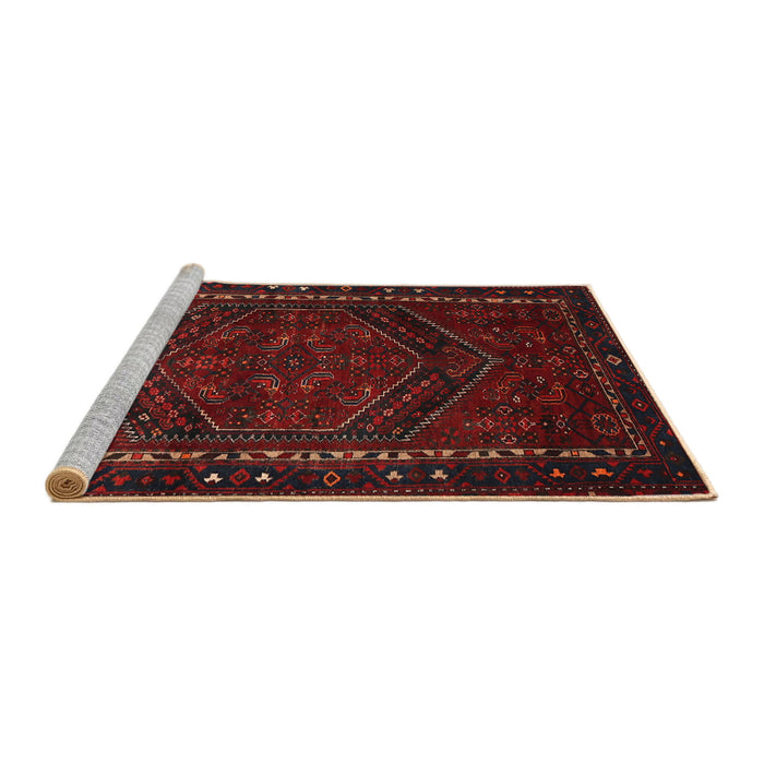Sideview of Machine Washable Traditional Bakers Brown Rug, wshtr667