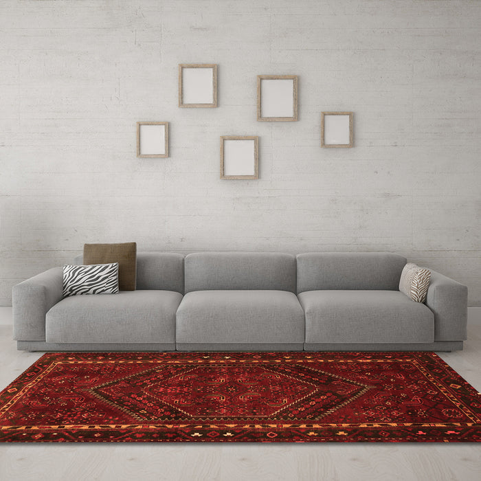 Machine Washable Persian Orange Traditional Area Rugs in a Living Room, wshtr667org