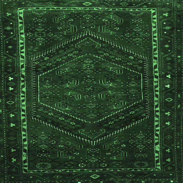 Square Machine Washable Persian Emerald Green Traditional Area Rugs, wshtr667emgrn