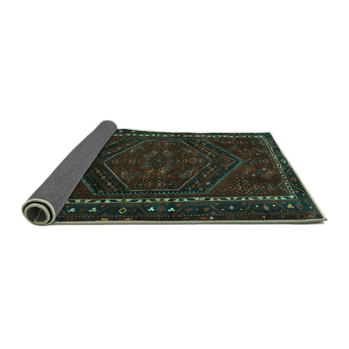 Sideview of Persian Turquoise Traditional Rug, tr667turq