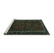 Sideview of Machine Washable Persian Turquoise Traditional Area Rugs, wshtr667turq