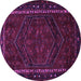 Round Machine Washable Persian Purple Traditional Area Rugs, wshtr667pur