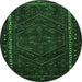 Round Persian Emerald Green Traditional Rug, tr667emgrn