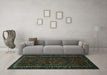 Machine Washable Persian Turquoise Traditional Area Rugs in a Living Room,, wshtr667turq