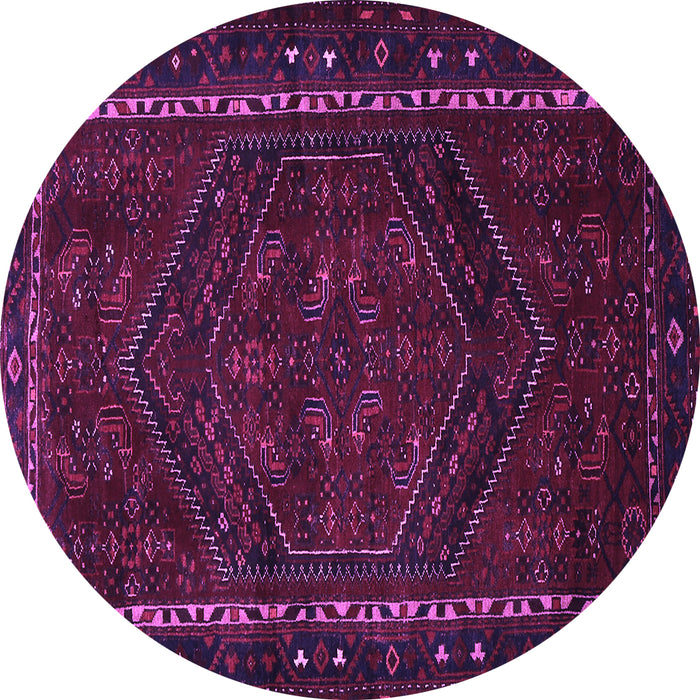 Round Persian Purple Traditional Rug, tr667pur