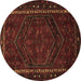 Round Persian Brown Traditional Rug, tr667brn
