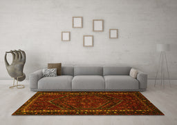 Machine Washable Persian Yellow Traditional Rug in a Living Room, wshtr667yw