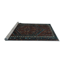 Sideview of Machine Washable Persian Light Blue Traditional Rug, wshtr667lblu