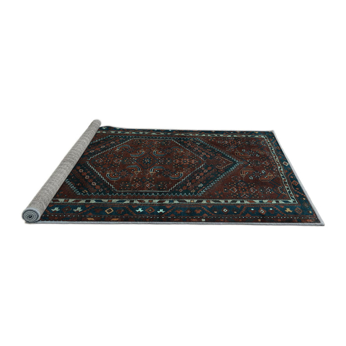 Sideview of Machine Washable Persian Light Blue Traditional Rug, wshtr667lblu