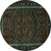 Round Machine Washable Persian Turquoise Traditional Area Rugs, wshtr667turq