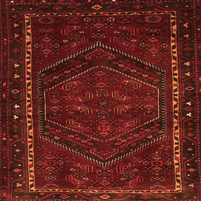 Round Machine Washable Persian Orange Traditional Area Rugs, wshtr667org