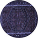 Round Machine Washable Persian Blue Traditional Rug, wshtr667blu