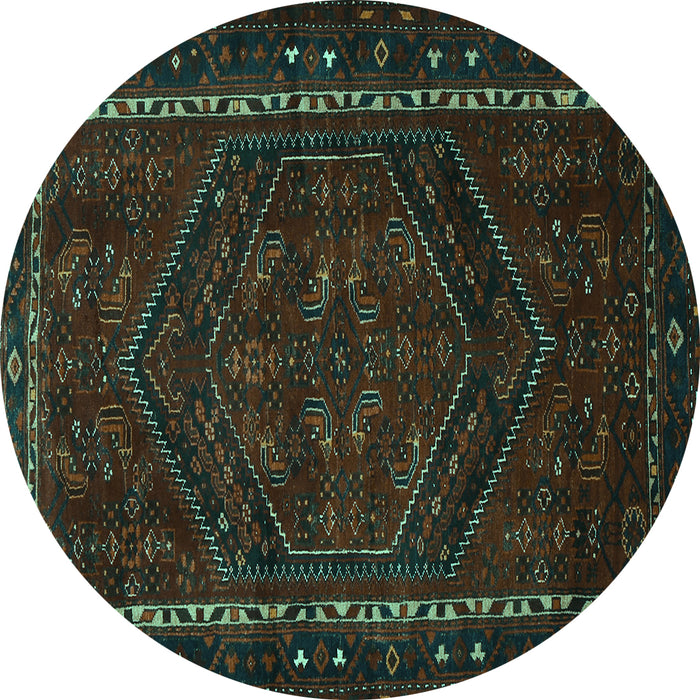 Round Persian Turquoise Traditional Rug, tr667turq